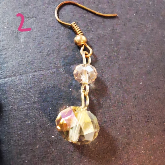 Lot of 3 Singleton Earrings Abalone Baroque Pearl Sterling Aurora Borealis - Picture 4 of 17